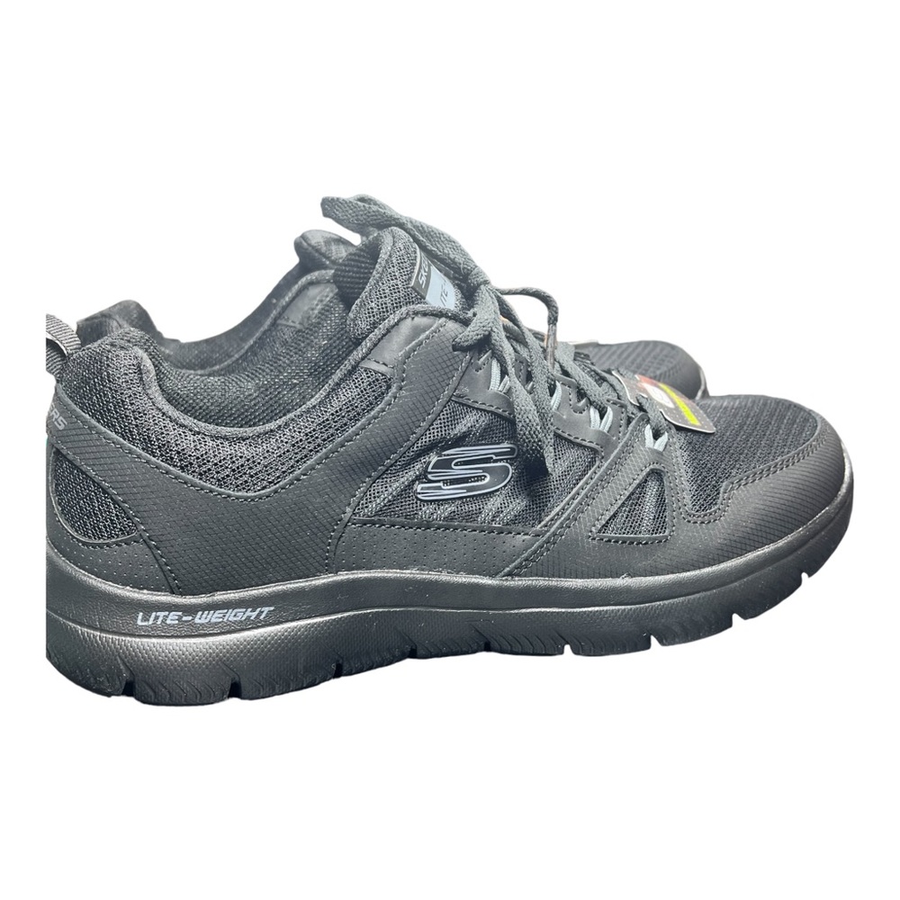 NEW SKECHERS Black lace-up Memory Foam Sneakers shoes for men size 9.5 no box